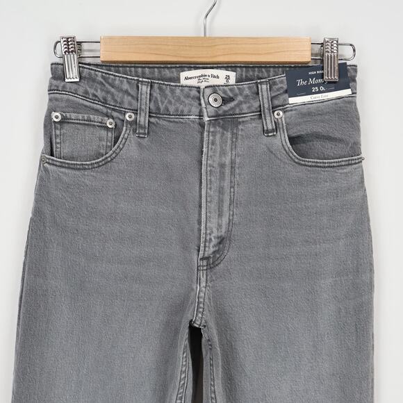 Abercrombie & Fitch Curve Love High Rise Mom Jean Grey Size 25 Long NWT - Picture 3 of 9